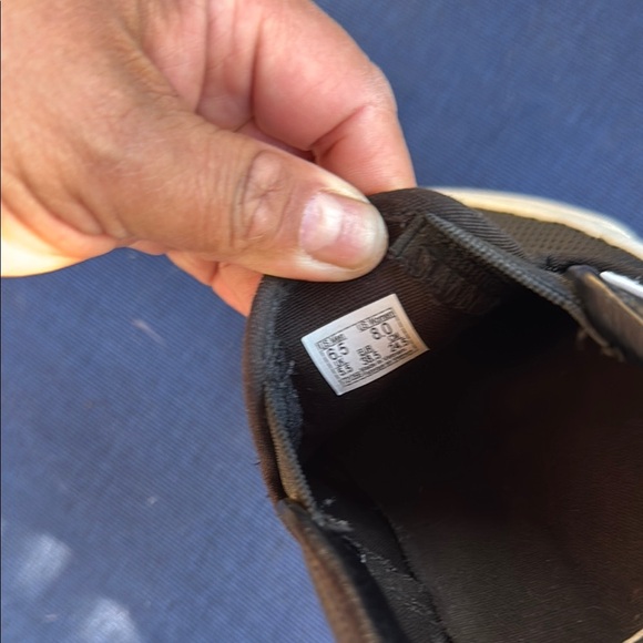 Vans Black and White Slip-On Sneakers with Waffle Sole - Picture 3 of 5